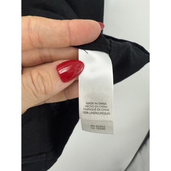 Liz Claiborne Black Linen Pintuck Button Front Shirt Blouse Women’s L Minimalist - Picture 8 of 9